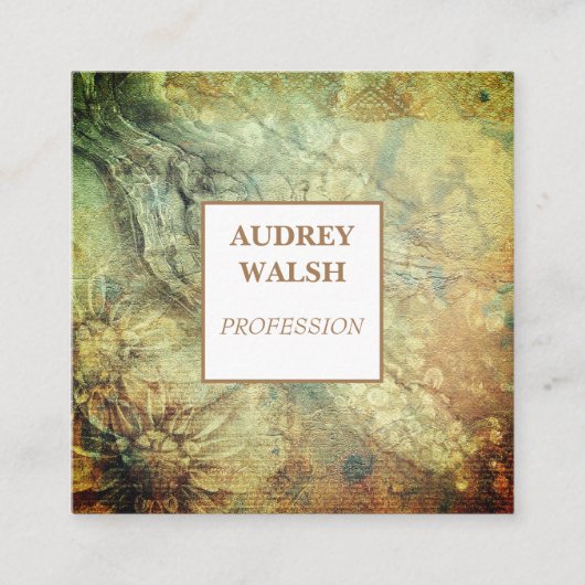 エレガントヴィンテージテクスチャー茶色スクエアビジネスカード スクエア名刺 (正面)