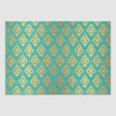 エレガントヴィンテージデコペ金ゴールドティール（緑がかった色）ダマスク 薄葉紙 (正面)