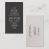 エレガントヴィンテージデザイナーシック黒スワール 名刺 (正面/裏面)