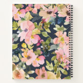 エレガントヴィンテージネイビーフローラパーソナライズされた写真 ノートブック (裏面)