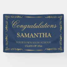 エレガントヴィンテージネイビーブルー金ゴールド卒業