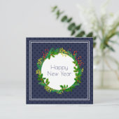 エレガントヴィンテージネイビー素朴ブルー新年 シーズンカード (スタンド正面)