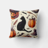 エレガントヴィンテージハロウィン水彩模様 クッション (裏面)
