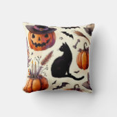 エレガントヴィンテージハロウィン水彩模様 クッション (正面)