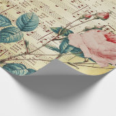 エレガントヴィンテージバラアンティークシート音楽ノート ラッピングペーパー (角)