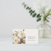 エレガントヴィンテージバラアンティークホワイト 名刺 (スタンド正面)