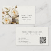 エレガントヴィンテージバラアンティークホワイト 名刺 (正面/裏面)