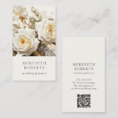 エレガントヴィンテージバラアンティークホワイト 名刺 (正面/裏面)