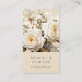 エレガントヴィンテージバラクリーム垂直 名刺 (正面)