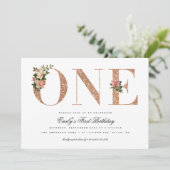 エレガントヴィンテージバラグリッター1日目の誕生日 招待状 (スタンド正面)