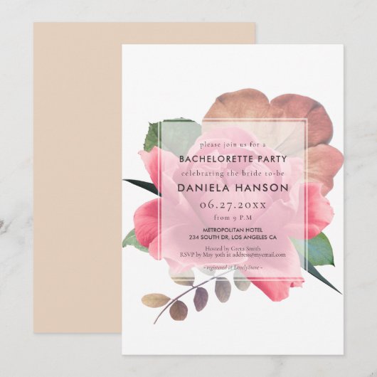 エレガントヴィンテージバラバチェロレッテ 招待状 (正面/裏面)