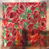 エレガントヴィンテージバラパターン – 赤と緑のフローラ ウィンドウサイン (シート2)