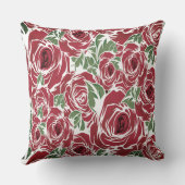 エレガントヴィンテージバラパターン – 赤と緑のフローラ クッション (裏面)