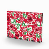 エレガントヴィンテージバラパターン – 赤と緑のフローラ フォトブロック (右)