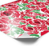 エレガントヴィンテージバラパターン – 赤と緑のフローラ フォトプリント            (角)