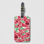 エレガントヴィンテージバラパターン – 赤と緑のフローラ ラゲッジタグ (正面縦)