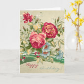 エレガントヴィンテージバラフローラ誕生日 カード (黄色い花)