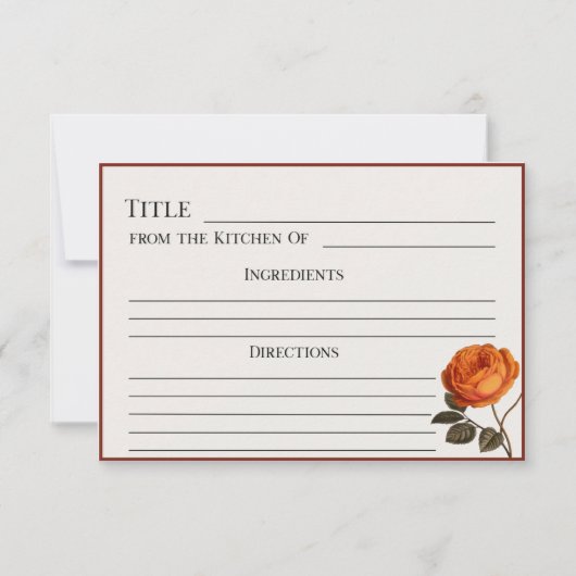 エレガントヴィンテージバラレシピカード印刷可能フローラ (正面)