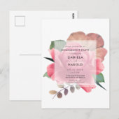 エレガントヴィンテージバラ婚約パーティ招待状 ポストカード (正面/裏面)