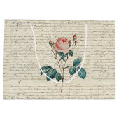 エレガントヴィンテージバラ手書き文字スクリプト ラージペーパーバッグ (裏面)