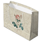 エレガントヴィンテージバラ手書き文字スクリプト ラージペーパーバッグ (裏面アングル)