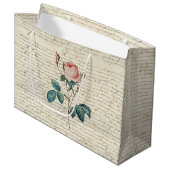 エレガントヴィンテージバラ手書き文字スクリプト ラージペーパーバッグ (正面アングル)