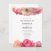 エレガントヴィンテージバラ結婚式招待状 ポストカード (正面/裏面)