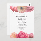 エレガントヴィンテージバラ結婚式招待状 ポストカード (正面/裏面)