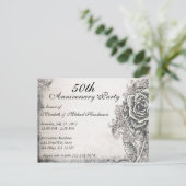 エレガントヴィンテージバラ記念日パーティー招待状 インビテーションポストカード (スタンド正面)