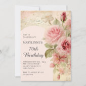 エレガントヴィンテージバラ70誕生日 招待状 (正面)