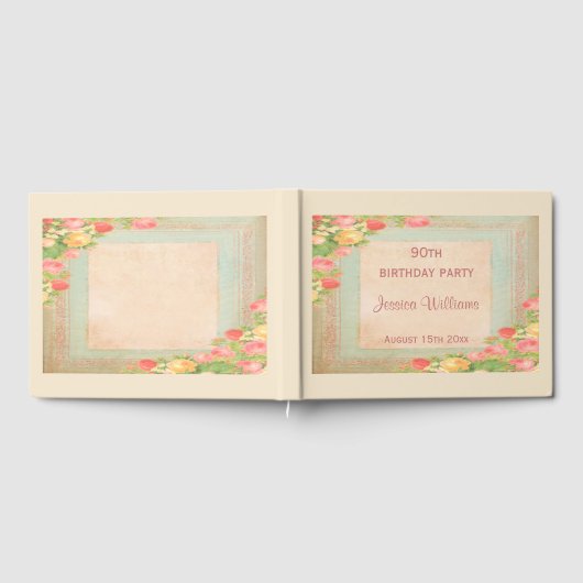 エレガントヴィンテージバラ90誕生日 ゲストブック (全面)