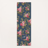 エレガントヴィンテージバラ（モノグラム青） ヨガマット (正面)