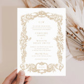 エレガントヴィンテージバロフランスのク金ゴールド結婚フレーム 招待状