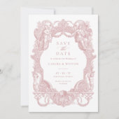 エレガントヴィンテージバロ結婚クフローラ救の日付 招待状 (正面)