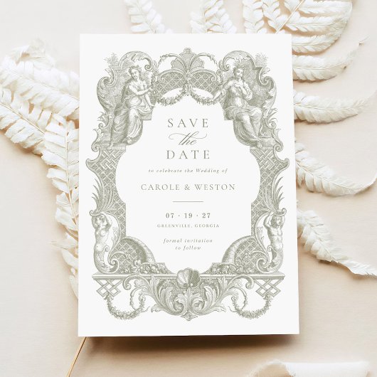 エレガントヴィンテージバロ結婚クフローラ救の日付 招待状