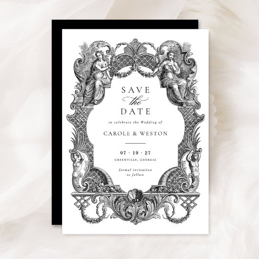 エレガントヴィンテージバロ結婚クフローラ救の日付 招待状