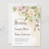 エレガントヴィンテージパステルクリームフラワー結婚ズ 招待状 (正面)