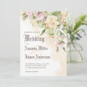 エレガントヴィンテージパステルクリームフラワー結婚ズ 招待状 (スタンド正面)