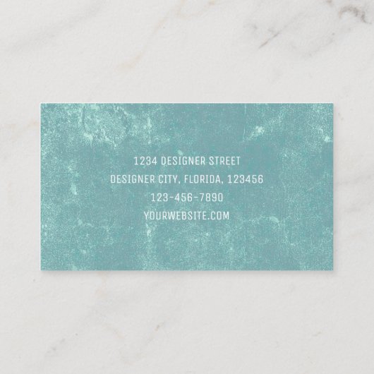 エレガントヴィンテージパステルティール(緑がかった色)グリーンテクスチャ 名刺 (裏面)