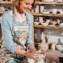 エレガントヴィンテージパステルフローラパーソナライズされた名 エプロン