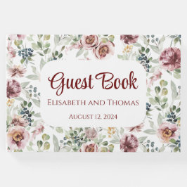 エレガントヴィンテージパステル結婚フラワーズ ゲストブック