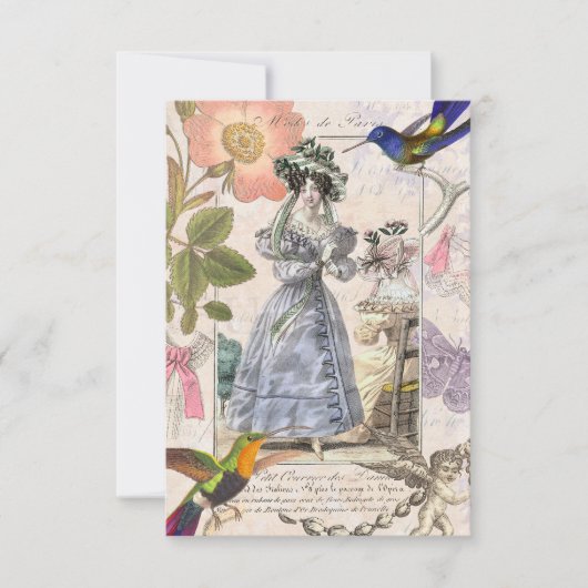 エレガントヴィンテージパフランスのリブライダルシャワー 招待状 (正面)