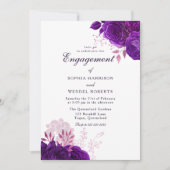 エレガントヴィンテージパープルバラ婚約パーティ 招待状 (正面)