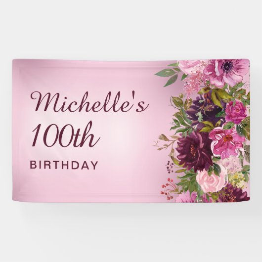 エレガントヴィンテージパープルピンクフローラバラ100位 横断幕 (横)