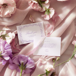 エレガントヴィンテージパープルブライダルシャワー サンキューカード