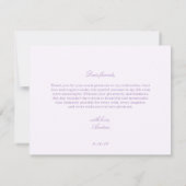 エレガントヴィンテージパープルブライダルシャワー サンキューカード (裏面)