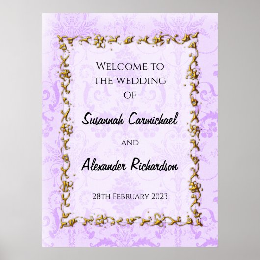 エレガントヴィンテージパープ結婚ルへようこそ ポスター (正面)