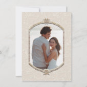 エレガントヴィンテージビクトリアンアイボリー金ゴールド写真 招待状 (裏面)