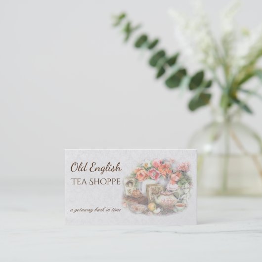 エレガントヴィンテージビクトリアンアンティークティーハウス 名刺 (スタンド正面)