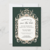 エレガントヴィンテージビクトリアンエメラルドと金ゴールド写真 招待状 (正面)